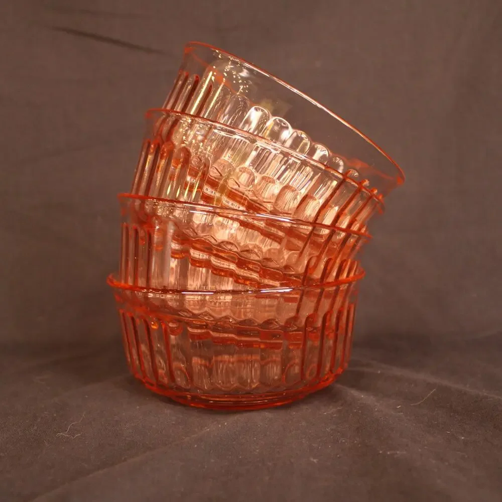 Set of 4 Pink Swirl Glass Tableware Bowls by Fortecrisa Mexico